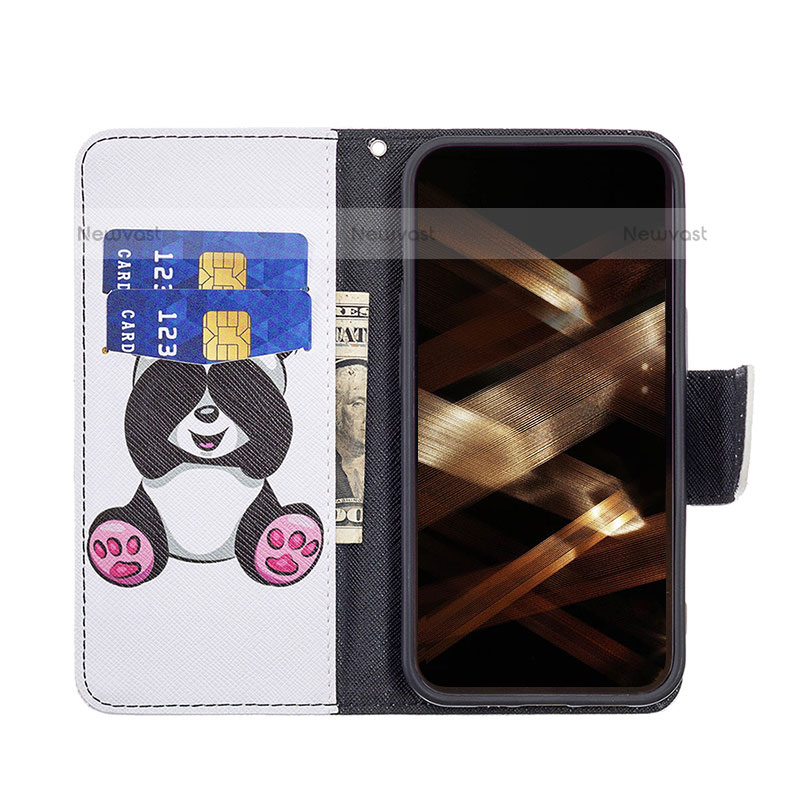 Leather Case Stands Fashionable Pattern Flip Cover L07 Holder for Apple iPhone 15 Pro Max White