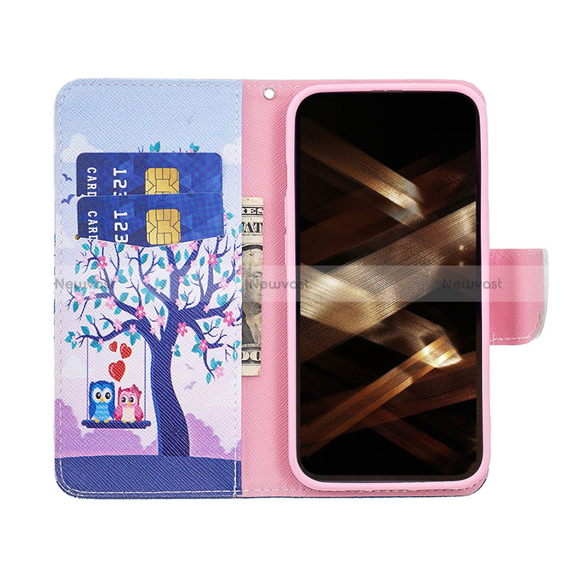 Leather Case Stands Fashionable Pattern Flip Cover L07 Holder for Apple iPhone 15 Pro Mixed