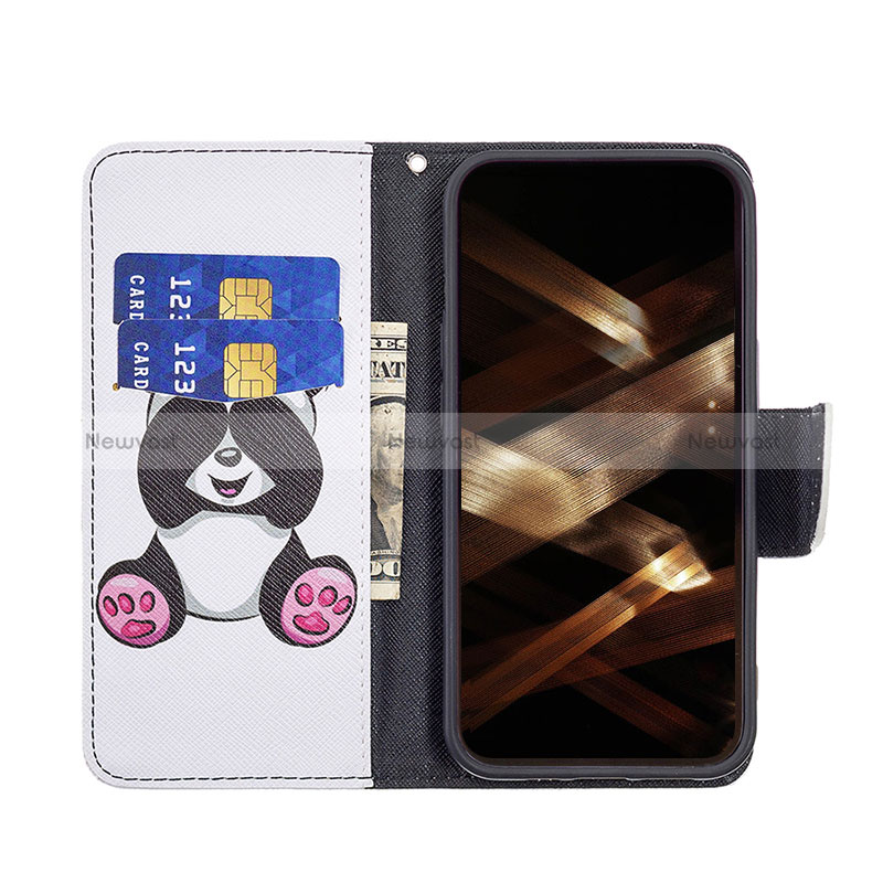 Leather Case Stands Fashionable Pattern Flip Cover L07 Holder for Apple iPhone 15 Pro White