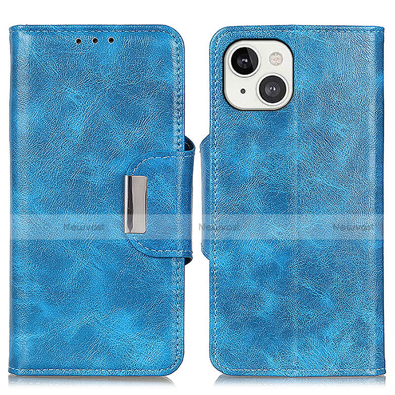 Leather Case Stands Flip Cover A01 Holder for Apple iPhone 13 Blue