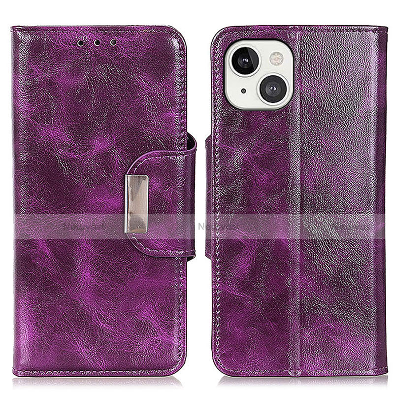 Leather Case Stands Flip Cover A01 Holder for Apple iPhone 13 Purple