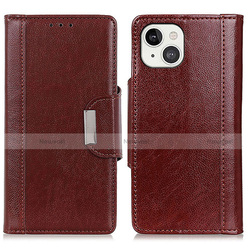 Leather Case Stands Flip Cover A03 Holder for Apple iPhone 13 Mini Red