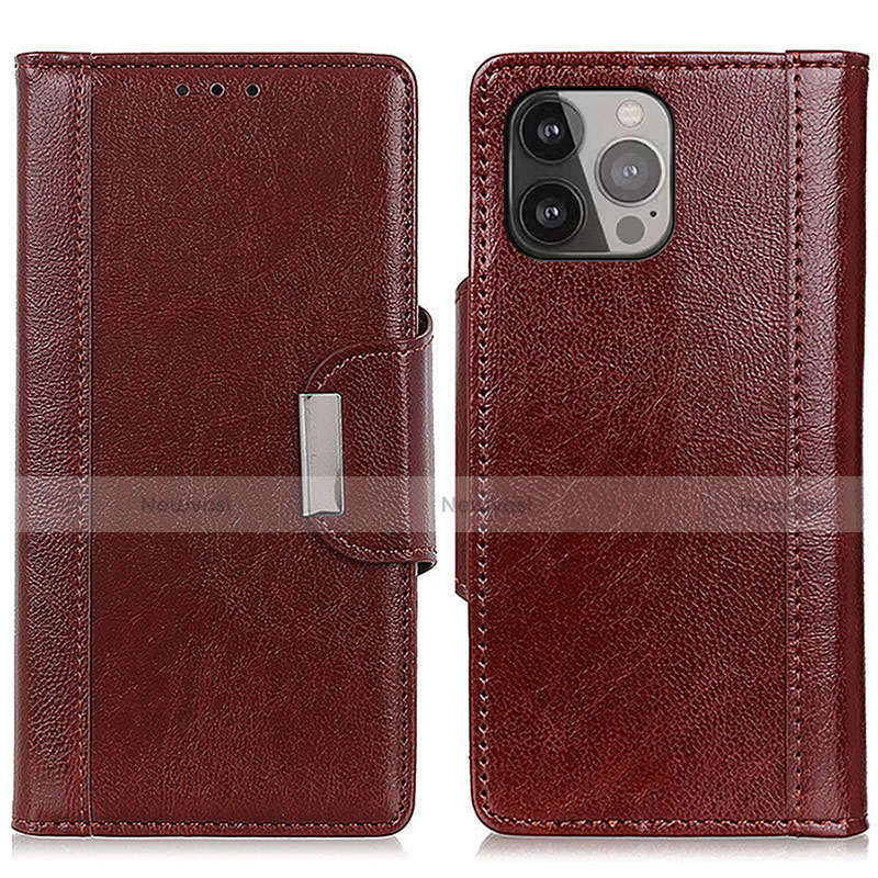 Leather Case Stands Flip Cover A03 Holder for Apple iPhone 13 Pro Red