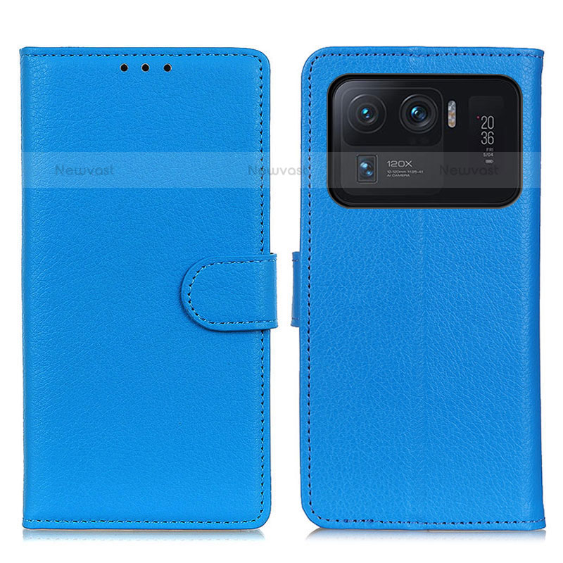 Leather Case Stands Flip Cover A03D Holder for Xiaomi Mi 11 Ultra 5G Sky Blue