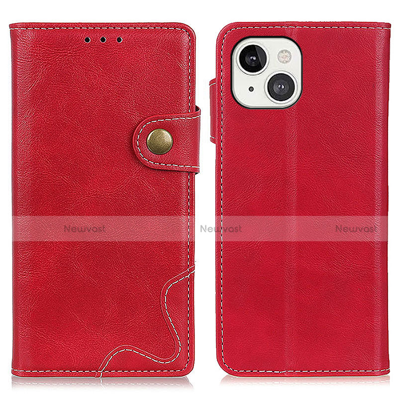 Leather Case Stands Flip Cover A06 Holder for Apple iPhone 13 Red