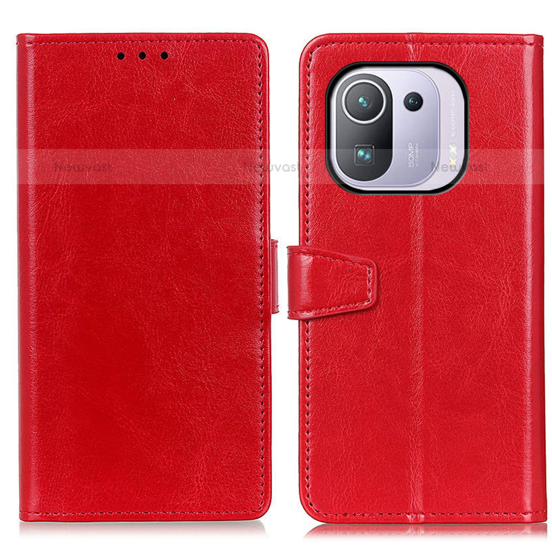 Leather Case Stands Flip Cover A06D Holder for Xiaomi Mi 11 Pro 5G Red