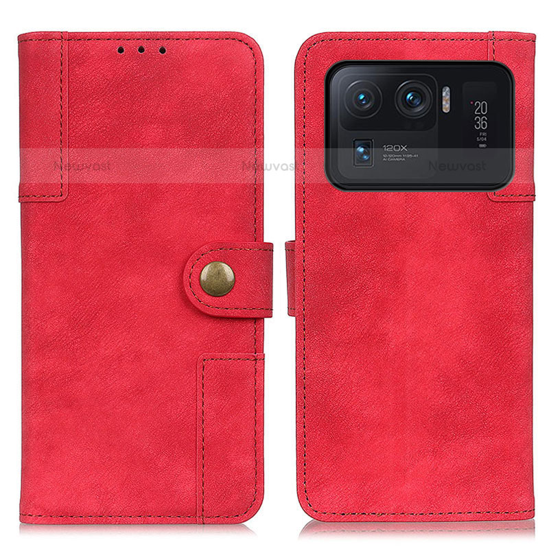 Leather Case Stands Flip Cover A07D Holder for Xiaomi Mi 11 Ultra 5G Red