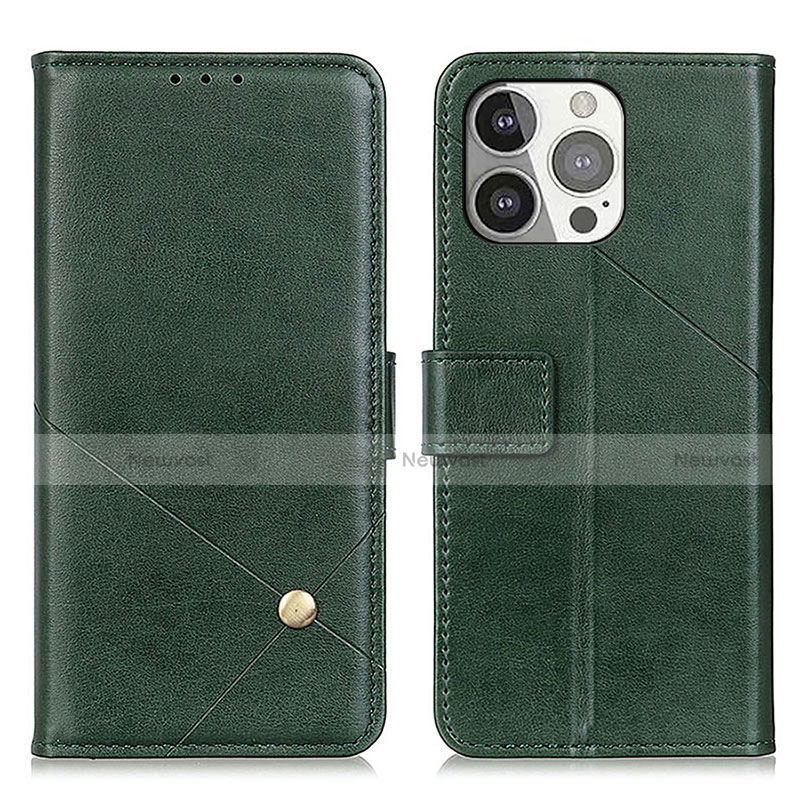 Leather Case Stands Flip Cover A09 Holder for Apple iPhone 14 Pro Green