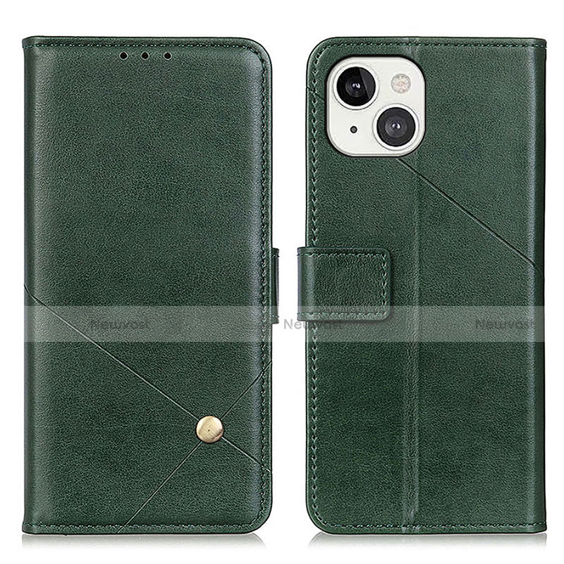 Leather Case Stands Flip Cover A09 Holder for Apple iPhone 15 Plus Green