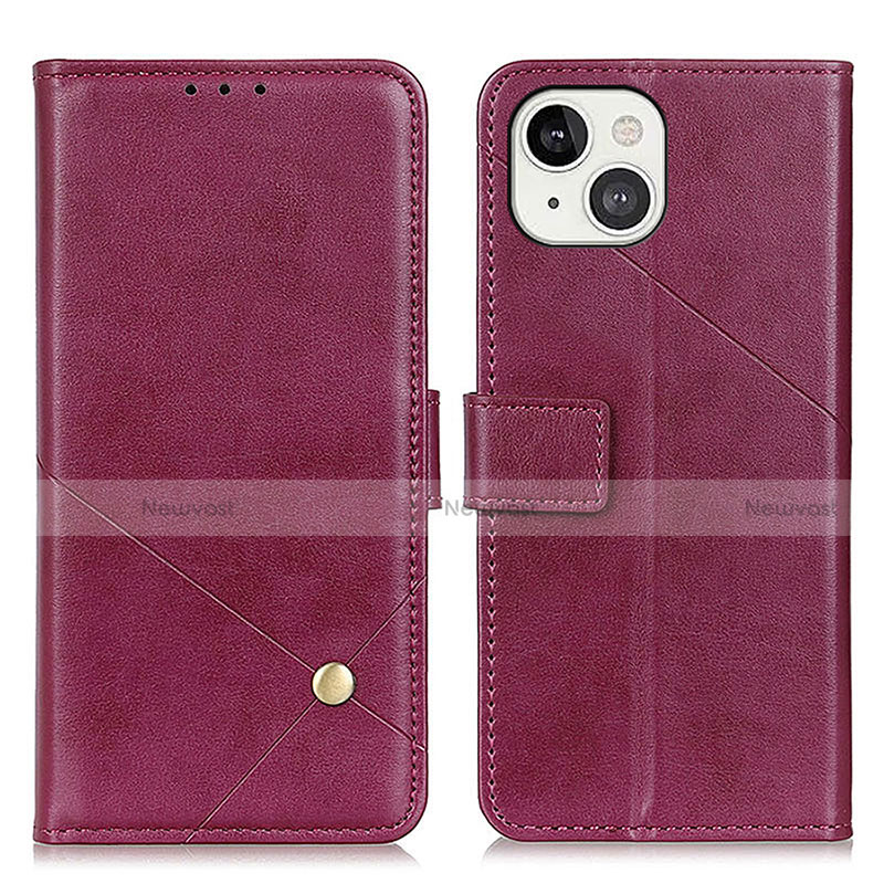 Leather Case Stands Flip Cover A09 Holder for Apple iPhone 15 Plus Purple