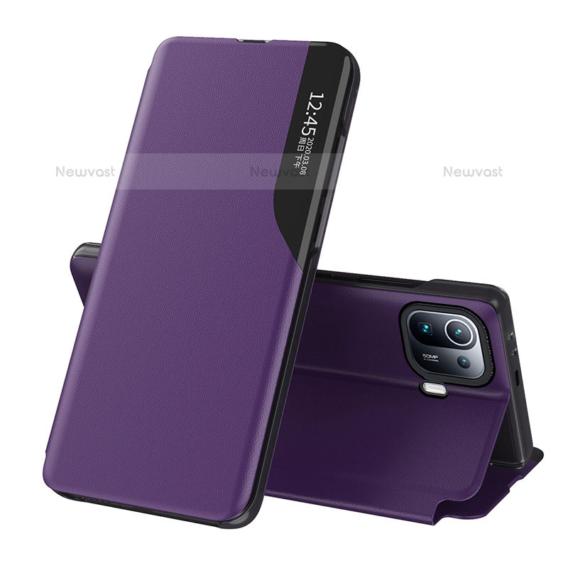 Leather Case Stands Flip Cover A09D Holder for Xiaomi Mi 11 Pro 5G Purple