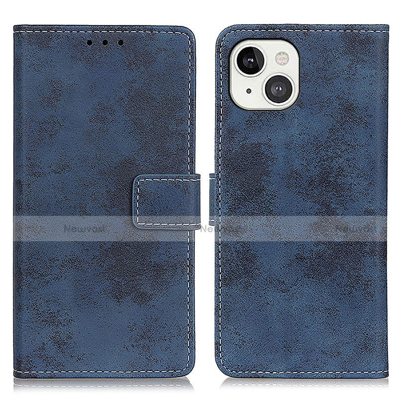 Leather Case Stands Flip Cover A10 Holder for Apple iPhone 13 Blue