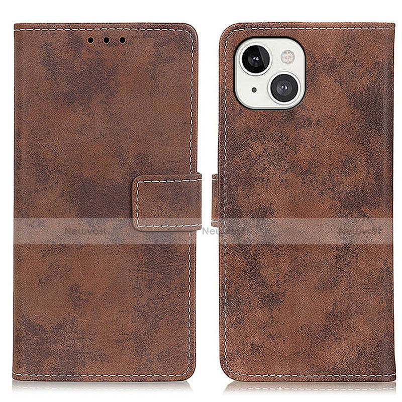 Leather Case Stands Flip Cover A10 Holder for Apple iPhone 13 Brown