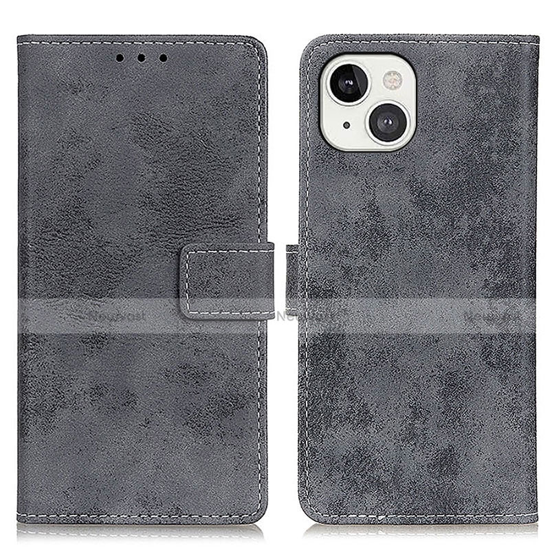 Leather Case Stands Flip Cover A10 Holder for Apple iPhone 13 Gray