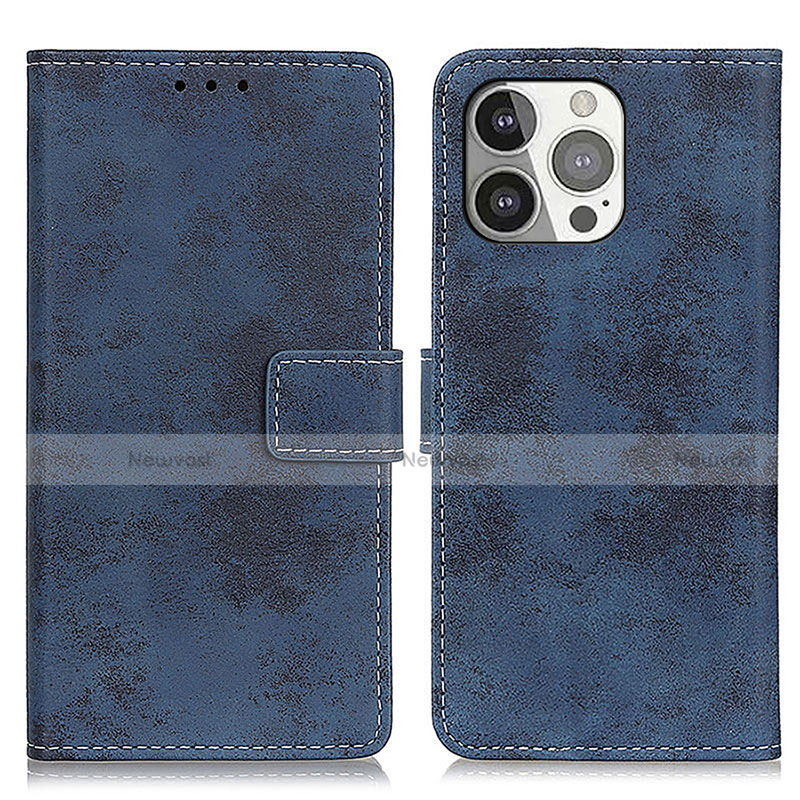 Leather Case Stands Flip Cover A10 Holder for Apple iPhone 13 Pro Max Blue