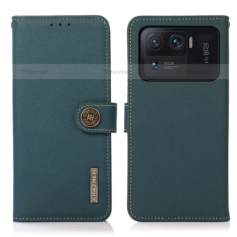 Leather Case Stands Flip Cover B02H Holder for Xiaomi Mi 11 Ultra 5G Green