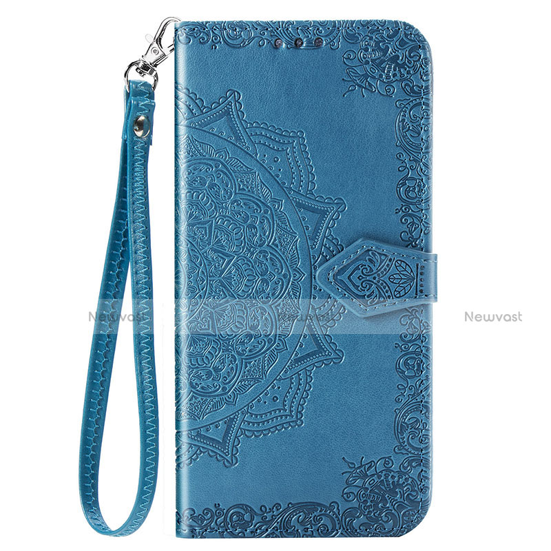 Leather Case Stands Flip Cover C01 Holder for Xiaomi Redmi Note 9 Blue