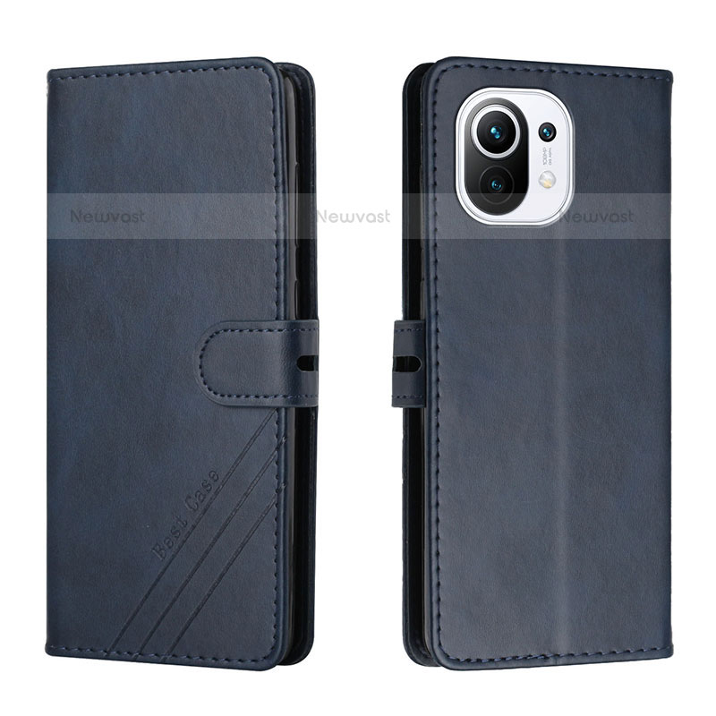 Leather Case Stands Flip Cover C03 Holder for Xiaomi Mi 11 5G Blue