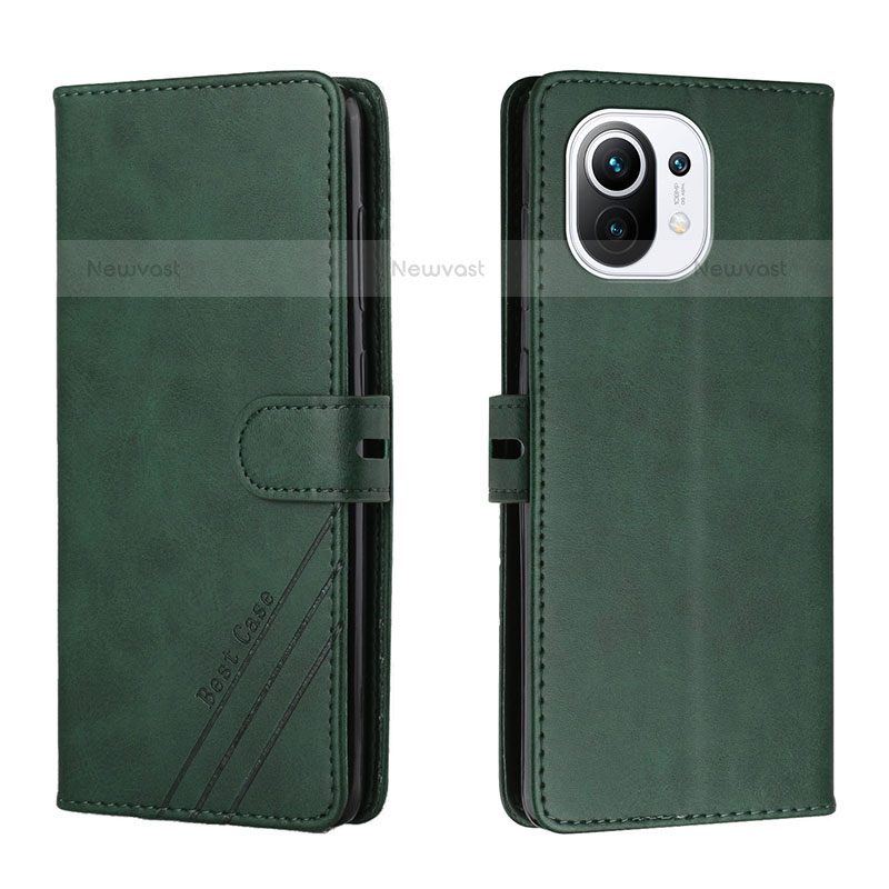 Leather Case Stands Flip Cover C03 Holder for Xiaomi Mi 11 5G Green