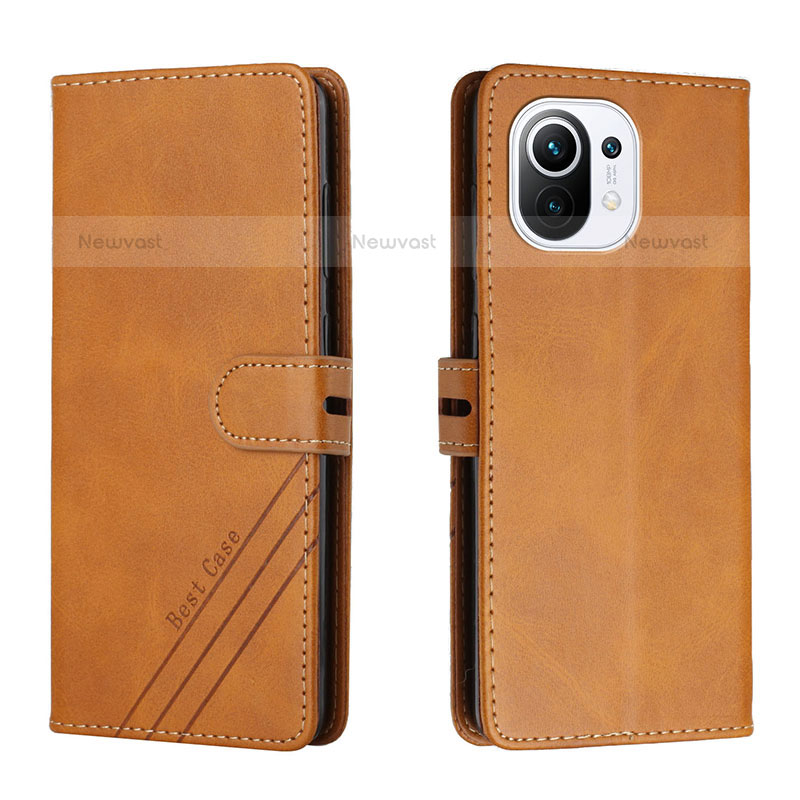 Leather Case Stands Flip Cover C03 Holder for Xiaomi Mi 11 Lite 5G NE Khaki