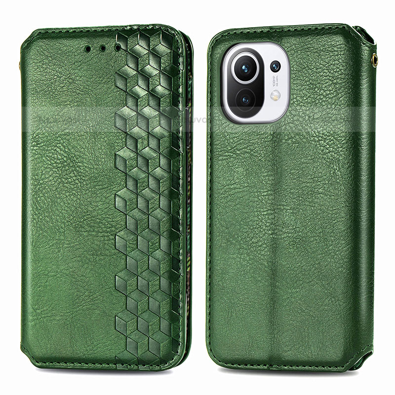 Leather Case Stands Flip Cover C04 Holder for Xiaomi Mi 11 5G Green