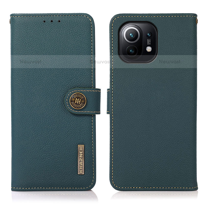 Leather Case Stands Flip Cover C07 Holder for Xiaomi Mi 11 Lite 4G Green