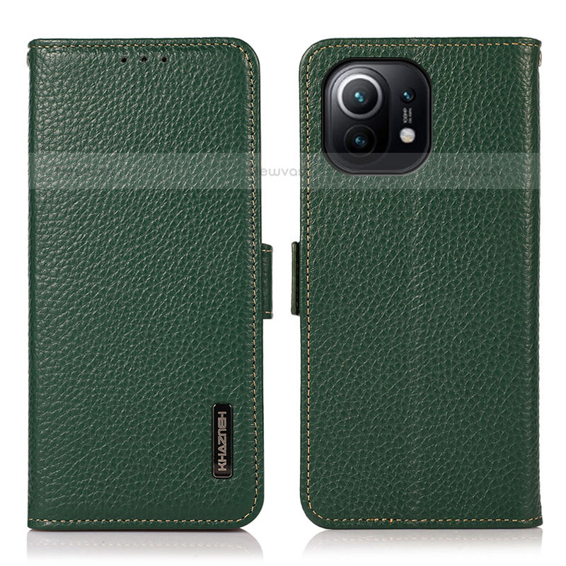 Leather Case Stands Flip Cover C08 Holder for Xiaomi Mi 11 Lite 5G Green