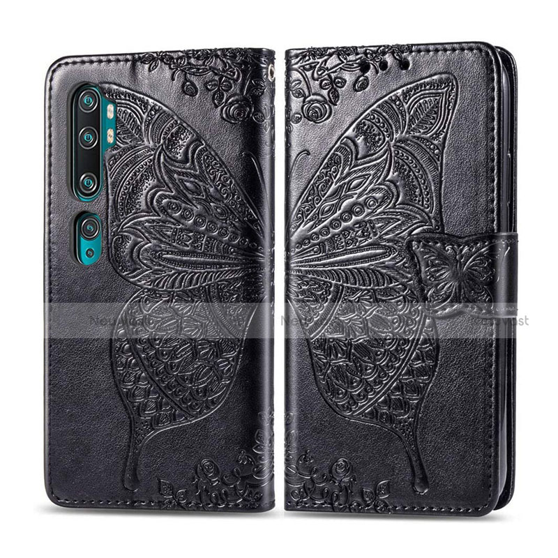 Leather Case Stands Flip Cover D02 Holder for Xiaomi Mi Note 10 Black