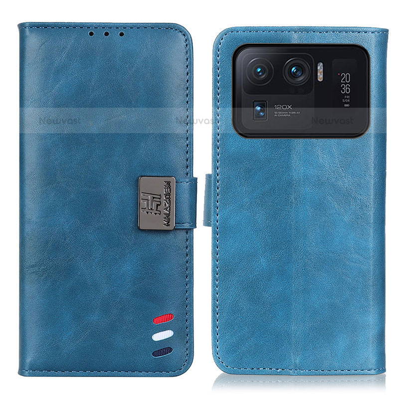 Leather Case Stands Flip Cover D06Y Holder for Xiaomi Mi 11 Ultra 5G Blue