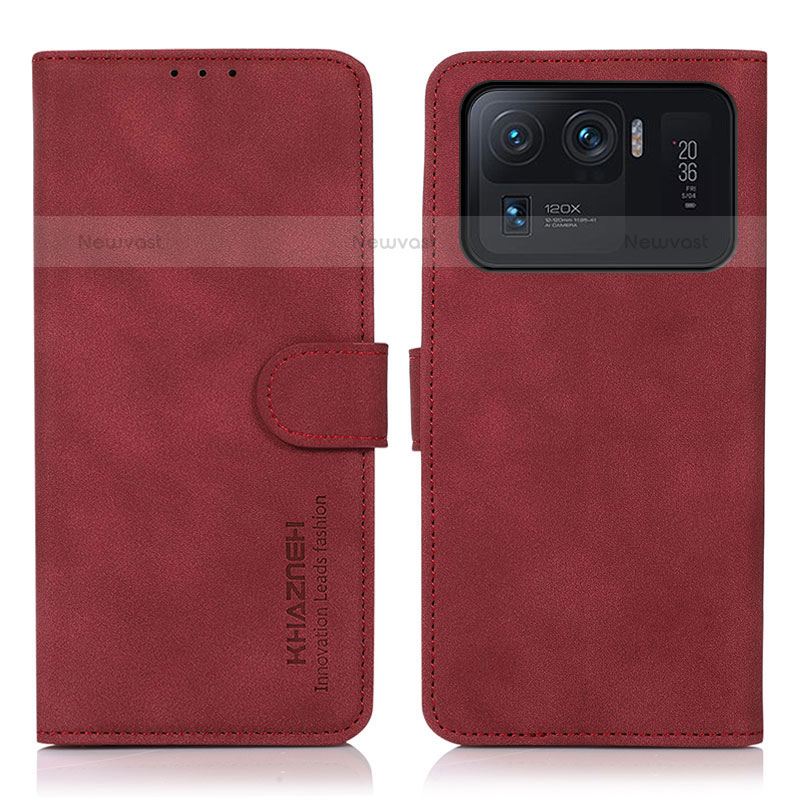 Leather Case Stands Flip Cover D08Y Holder for Xiaomi Mi 11 Ultra 5G Red