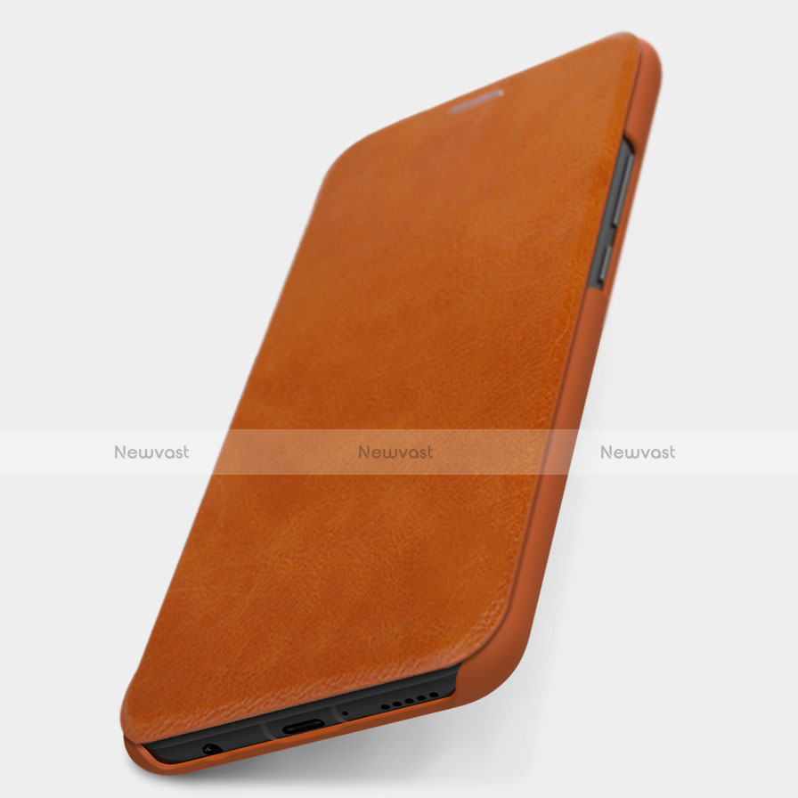 Leather Case Stands Flip Cover F01 for Huawei Mate 20 Lite Brown