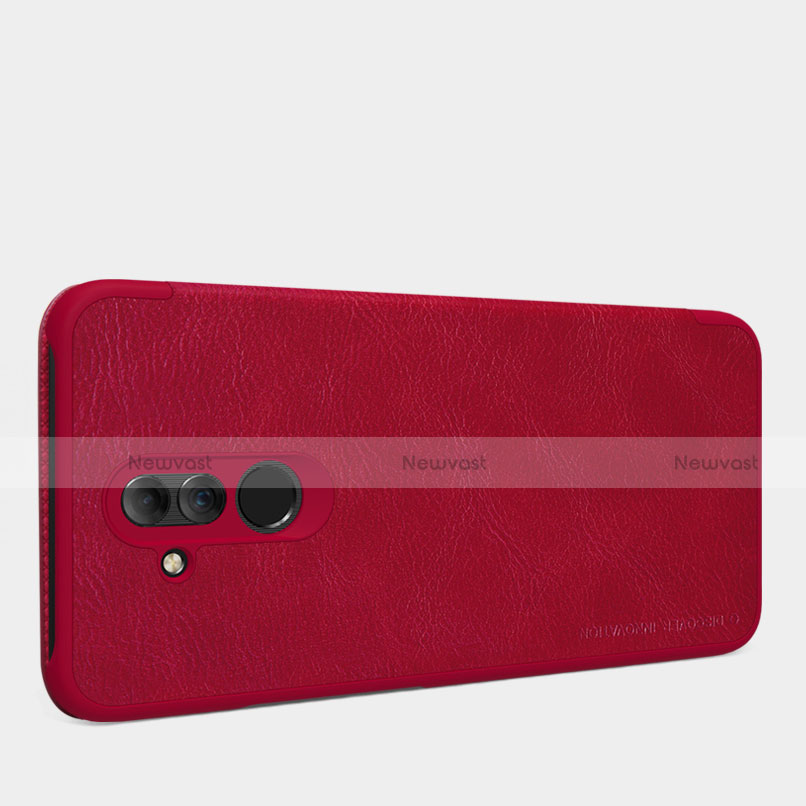 Leather Case Stands Flip Cover F01 for Huawei Mate 20 Lite Red