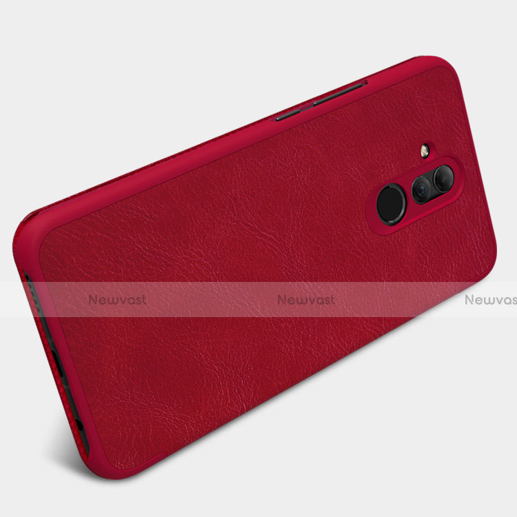 Leather Case Stands Flip Cover F01 for Huawei Mate 20 Lite Red