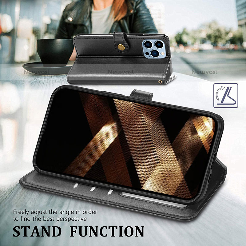 Leather Case Stands Flip Cover F01 Holder for Apple iPhone 14 Pro