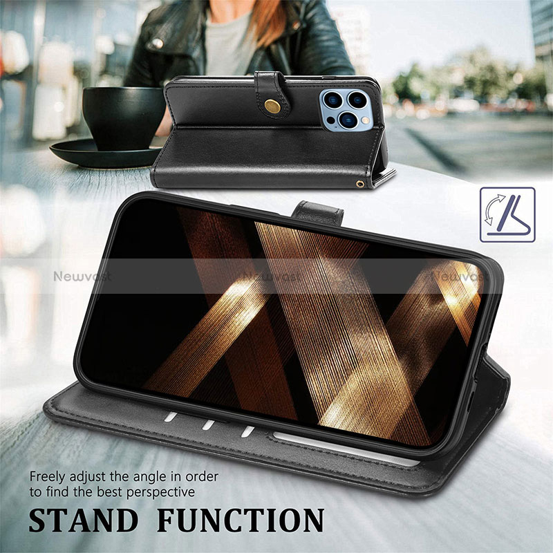 Leather Case Stands Flip Cover F01 Holder for Apple iPhone 14 Pro Max