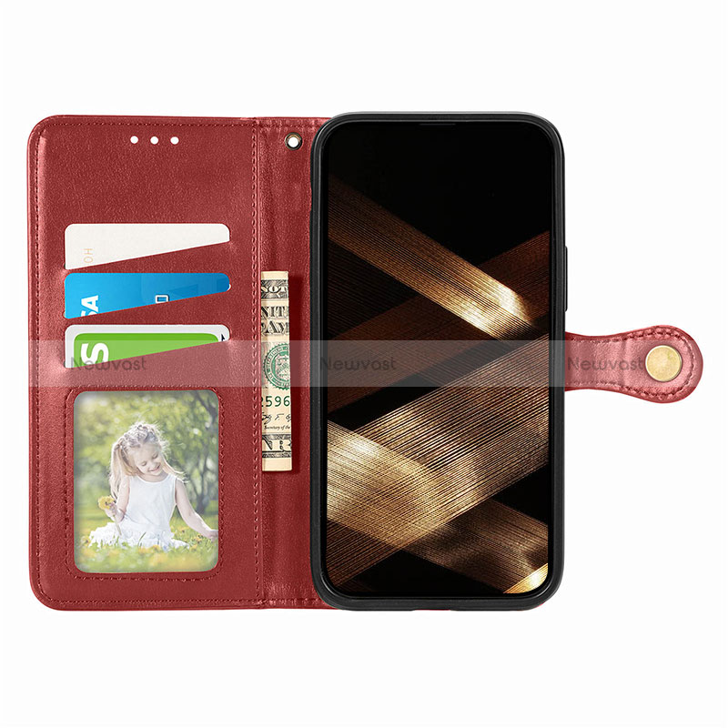 Leather Case Stands Flip Cover F01 Holder for Apple iPhone 15