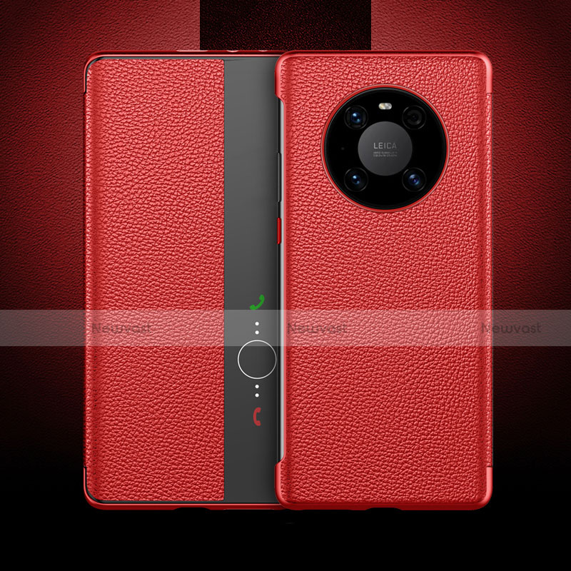 Leather Case Stands Flip Cover F01 Holder for Huawei Mate 40E Pro 5G Red