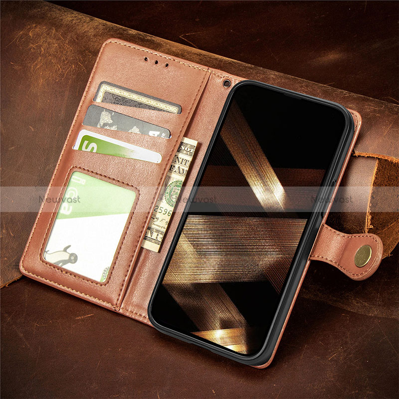 Leather Case Stands Flip Cover F02 Holder for Apple iPhone 15