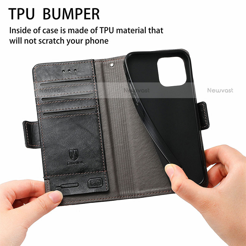 Leather Case Stands Flip Cover F03 Holder for Apple iPhone 14