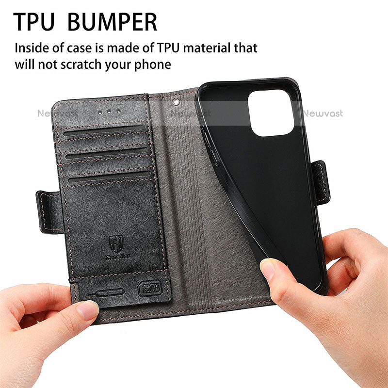 Leather Case Stands Flip Cover F03 Holder for Apple iPhone 14 Pro