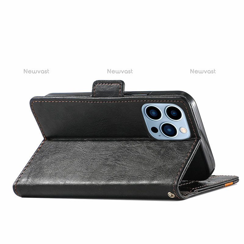 Leather Case Stands Flip Cover F03 Holder for Apple iPhone 15 Pro Max