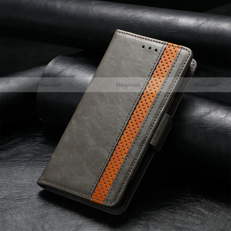 Leather Case Stands Flip Cover F04 Holder for Apple iPhone 13 Mini Gray