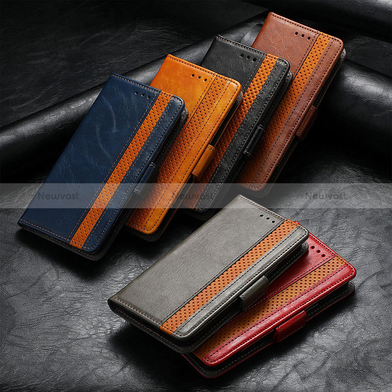 Leather Case Stands Flip Cover F04 Holder for Apple iPhone 15