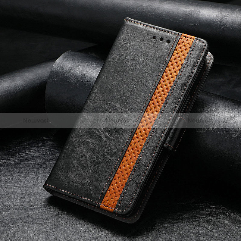 Leather Case Stands Flip Cover F04 Holder for Apple iPhone 16 Pro Max Black