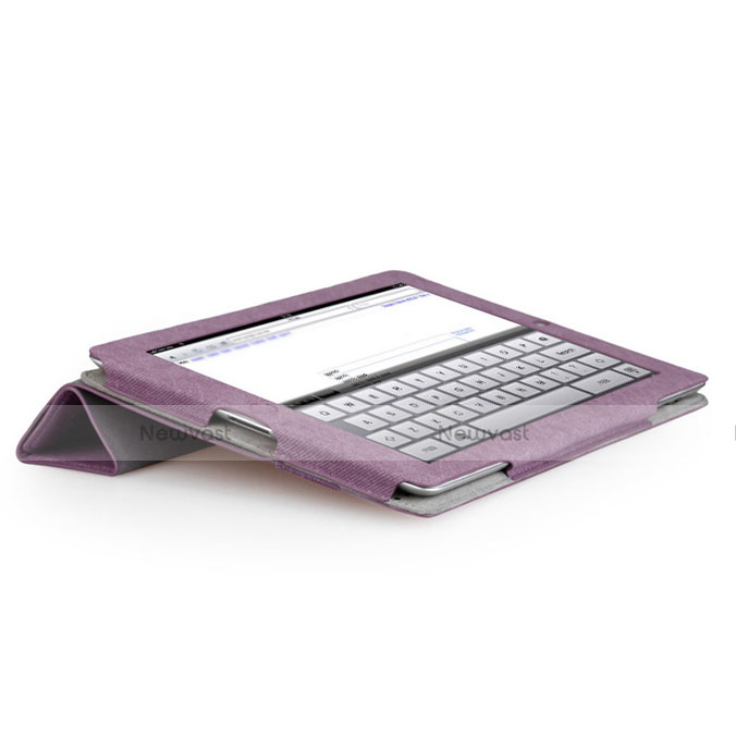 Leather Case Stands Flip Cover for Apple iPad 2 Purple