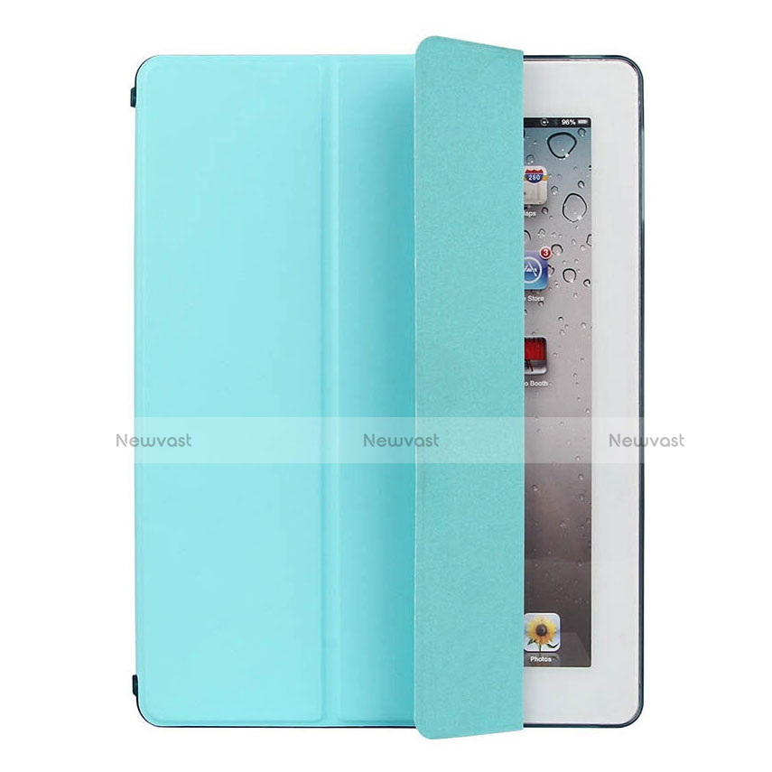 Leather Case Stands Flip Cover for Apple iPad 2 Sky Blue