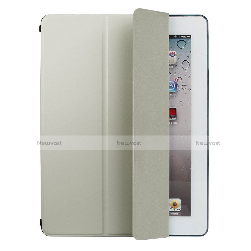 Leather Case Stands Flip Cover for Apple iPad 3 Gray