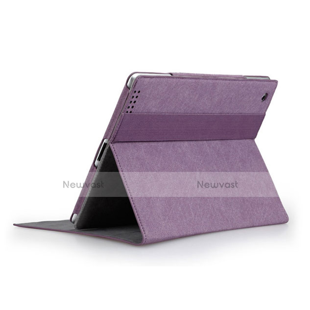 Leather Case Stands Flip Cover for Apple iPad 3 Purple