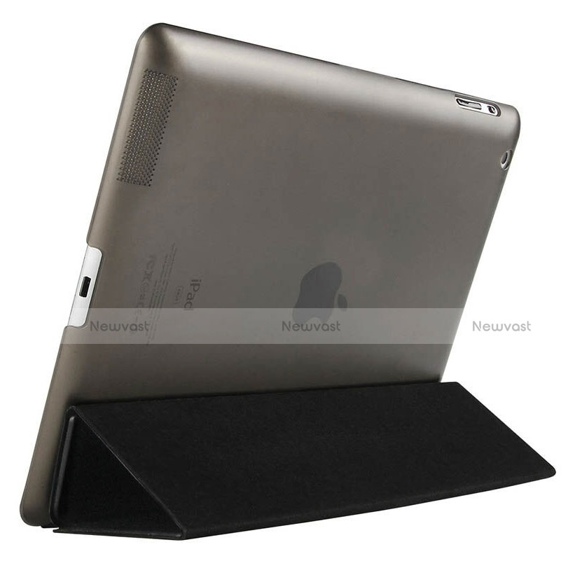 Leather Case Stands Flip Cover for Apple iPad 4 Black