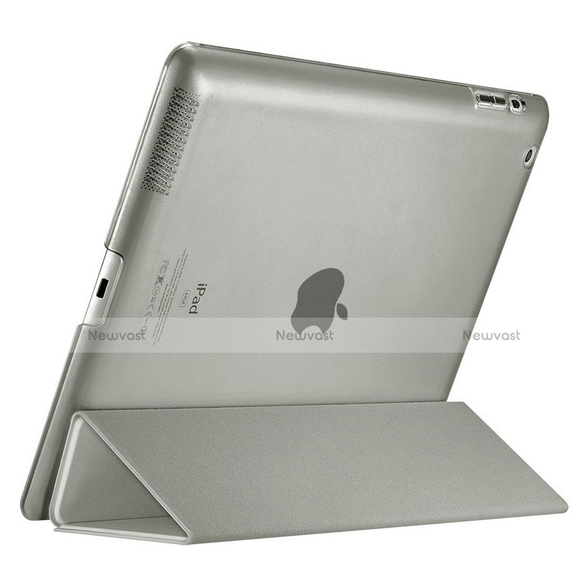 Leather Case Stands Flip Cover for Apple iPad 4 Gray